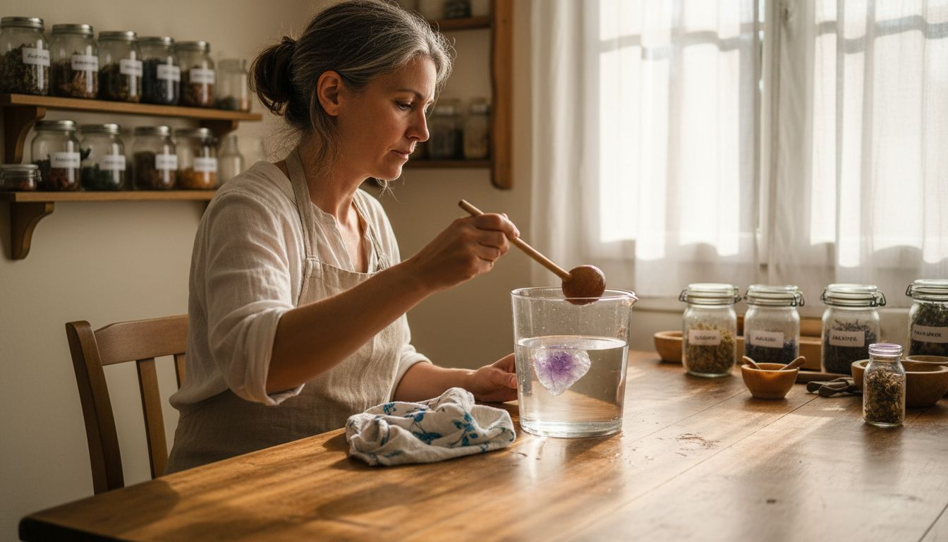 Confection d’un élixir de pierres selon les traditions de la cuisine ancienne Image