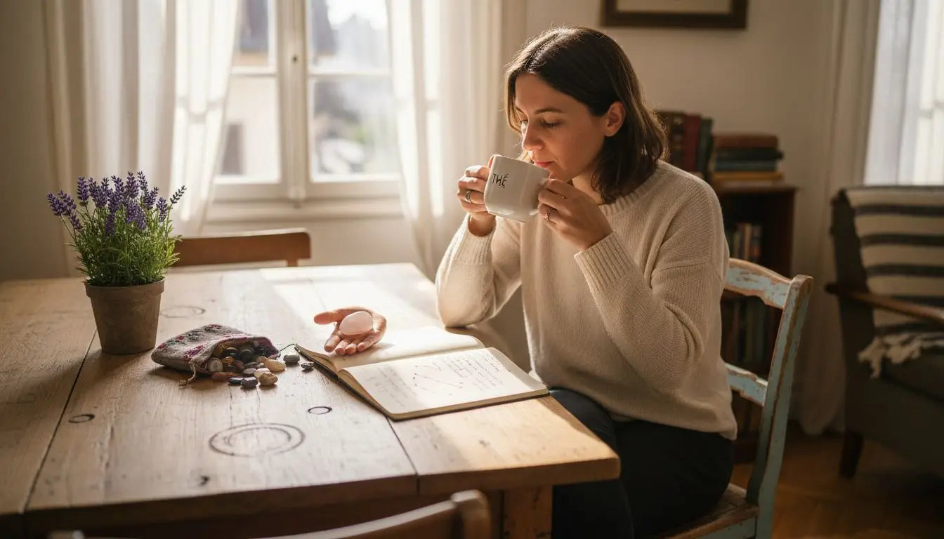 Une Suissesse qui pratique la lithothérapie chez elle Image
