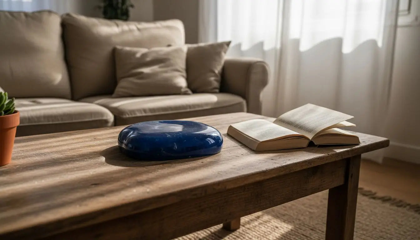 Une pierre bleue polie qui apporte une touche élégante à la décoration intérieure. Image