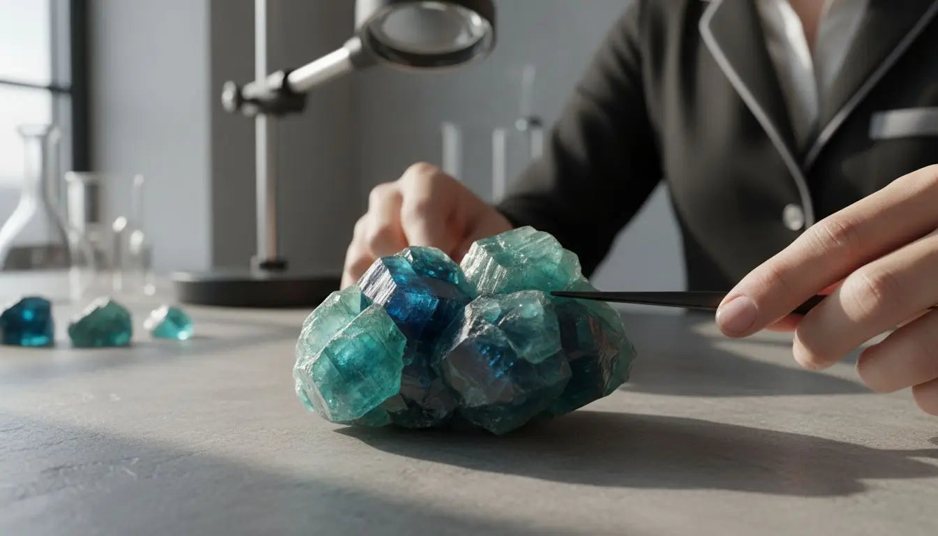 Apatite crystals cluster with colorful details Image