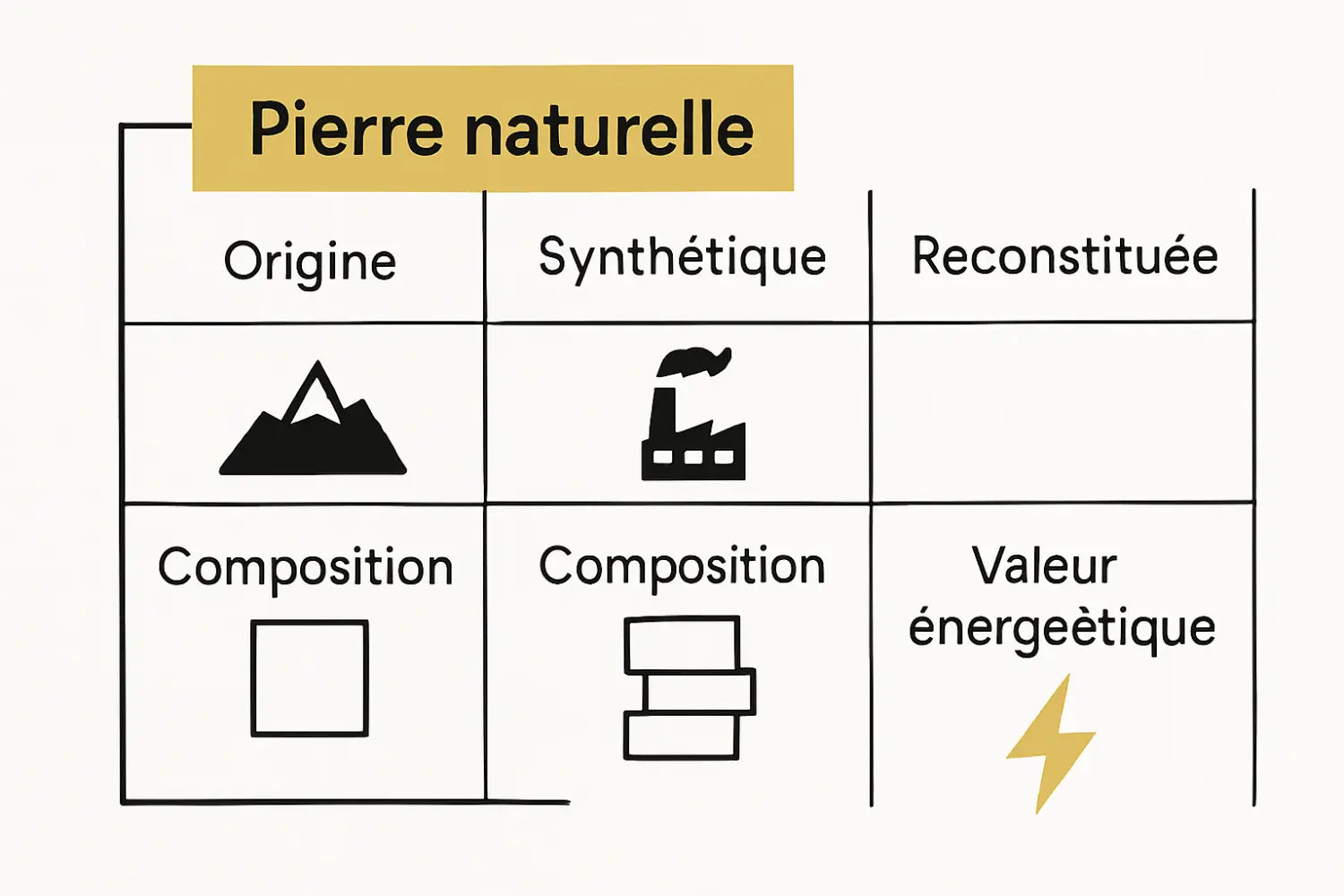 Comparaison entre pierre naturelle, synthétique et reconstituée