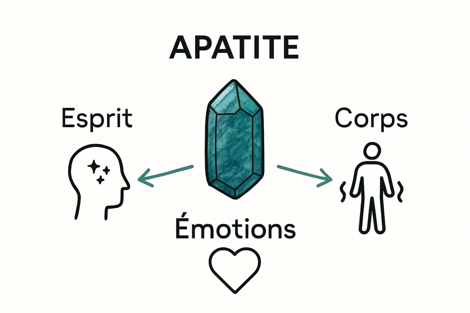 Infographic showing apatite’s mind, body, and emotional benefits