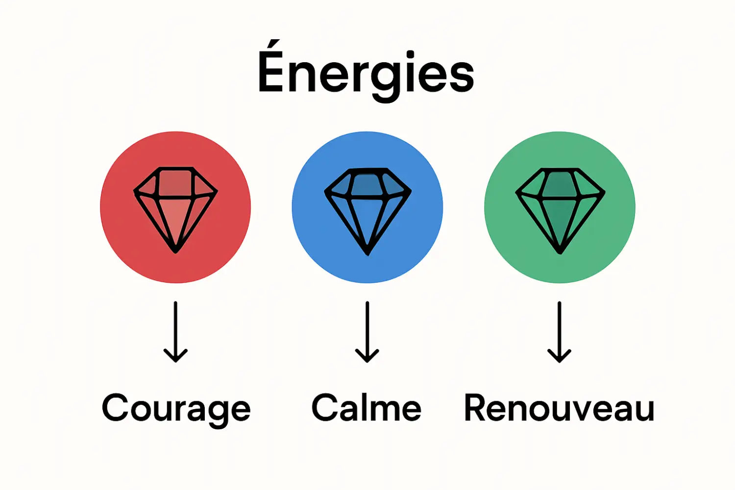 Infographic comparing main stone color energies
