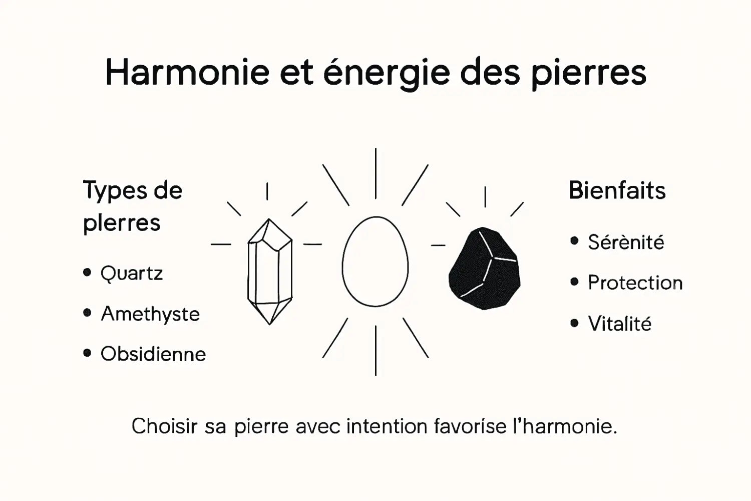 Infographie : l’harmonie et le pouvoir énergétique des pierres naturelles