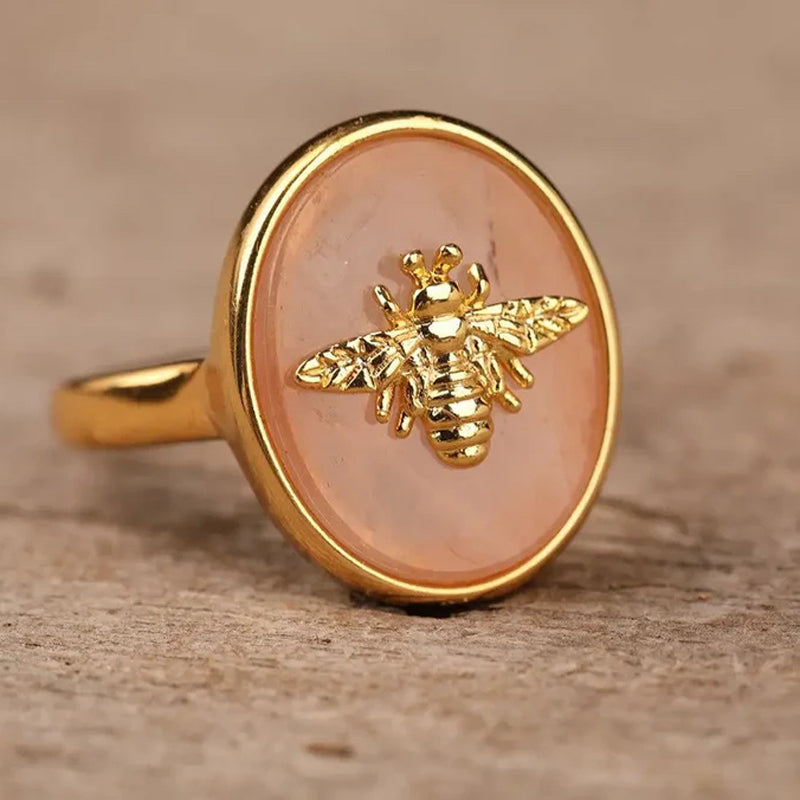 Bague ’Abeille’ Quartz Rose - Bague