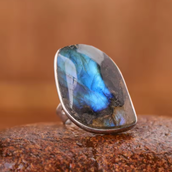 Bague Labradorite ’Forme libre’ - Pierre naturelle