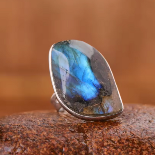 Bague Labradorite ’Forme libre’ - Pierre naturelle