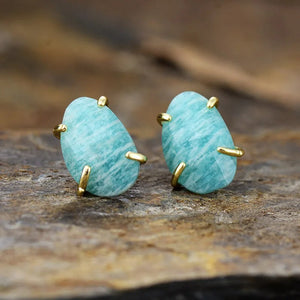 Boucle d’oreille Amazonite ’Communication’ - Boucles d’oreilles