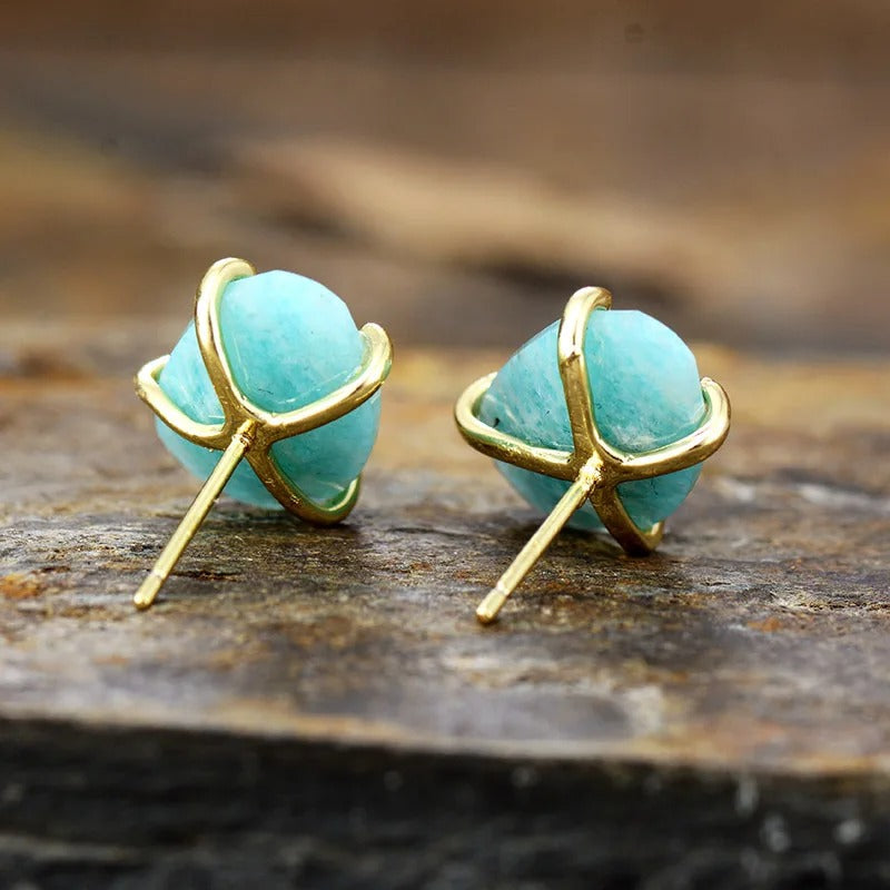 Boucle d’oreille Amazonite ’Communication’ - Boucles d’oreilles