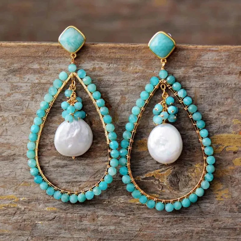 Boucle d’oreille Amazonite ’Équilibre’ - Boucles d’oreilles