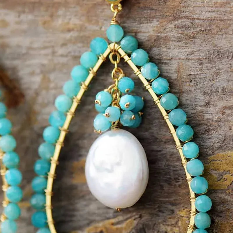 Boucle d’oreille Amazonite ’Équilibre’ - Boucles d’oreilles