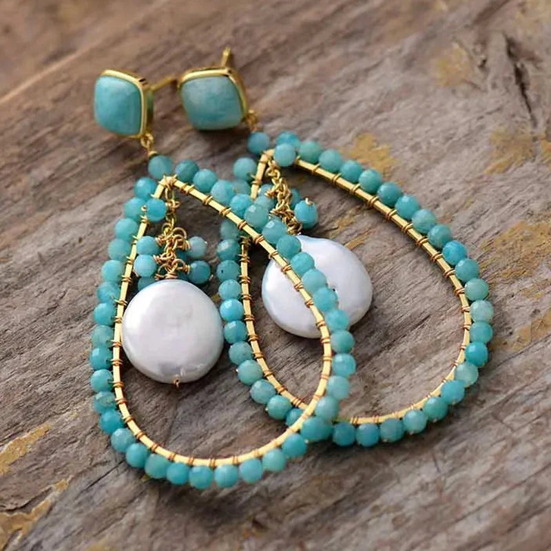 Boucle d’oreille Amazonite ’Équilibre’ - Boucles d’oreilles