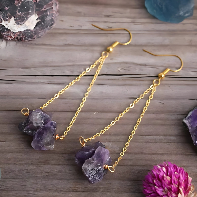 Boucles d’oreilles Améthyste ’Sagesse’ - Boucles d’oreilles