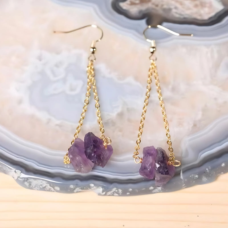 Boucles d’oreilles Améthyste ’Sagesse’ - Boucles d’oreilles