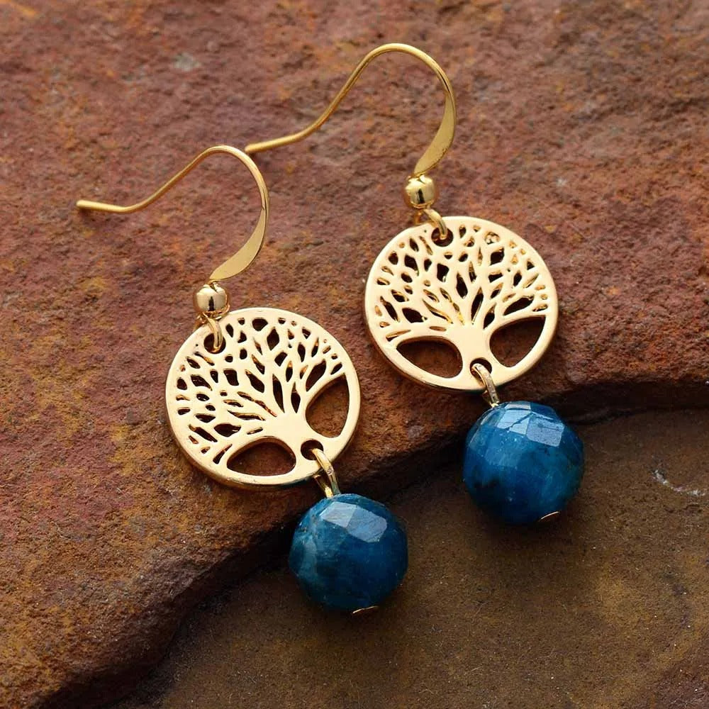 Boucles d’oreilles Apatite ’Croissance’ - Boucles d’oreilles