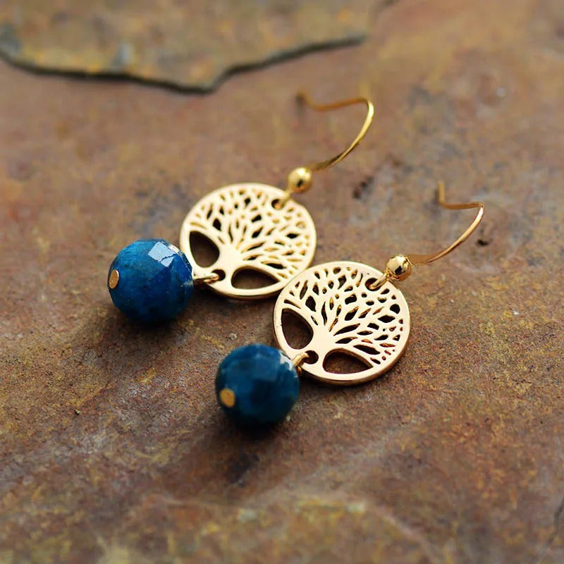 Boucles d’oreilles Apatite ’Croissance’ - Boucles d’oreilles