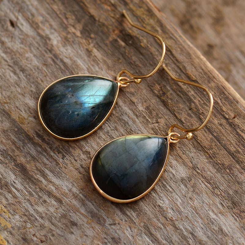 Boucles d’oreilles Labradorite ’ Céleste’ - Boucles d’oreilles