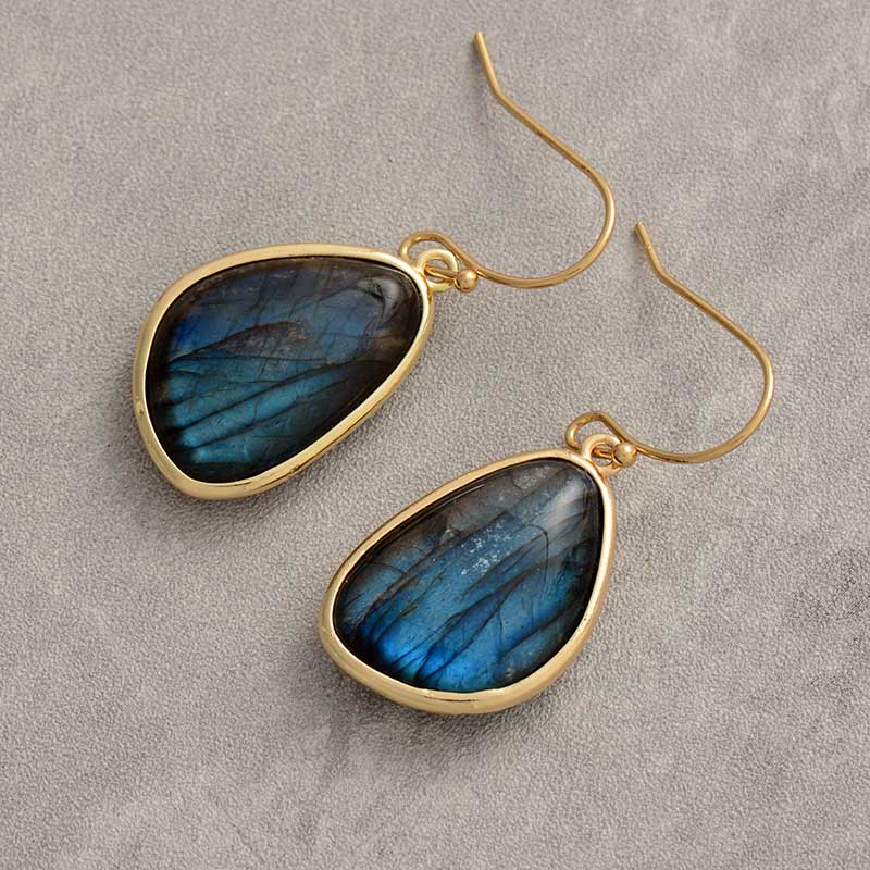 Boucles d’oreilles Labradorite ’ Doré’ Boucles d’oreilles