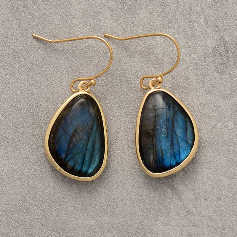 Boucles d’oreilles Labradorite ’ Doré’ Boucles d’oreilles