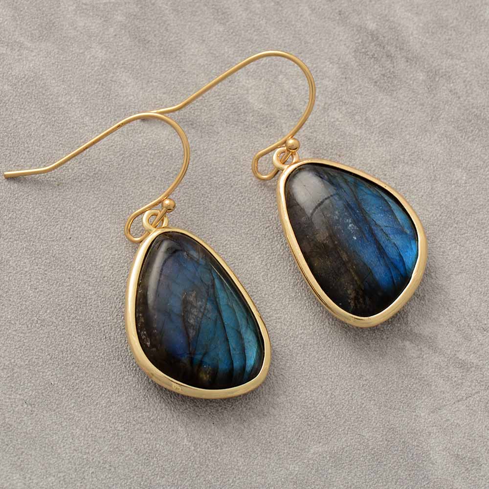 Boucles d’oreilles Labradorite ’ Doré’ Boucles d’oreilles