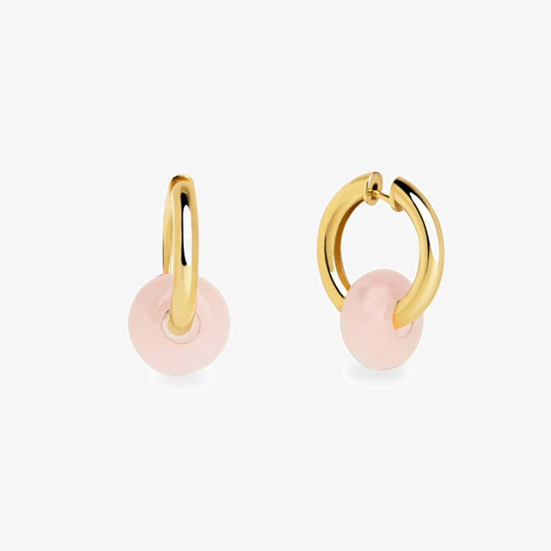 Boucles d’Oreilles Quartz Rose - Boucles d’oreilles