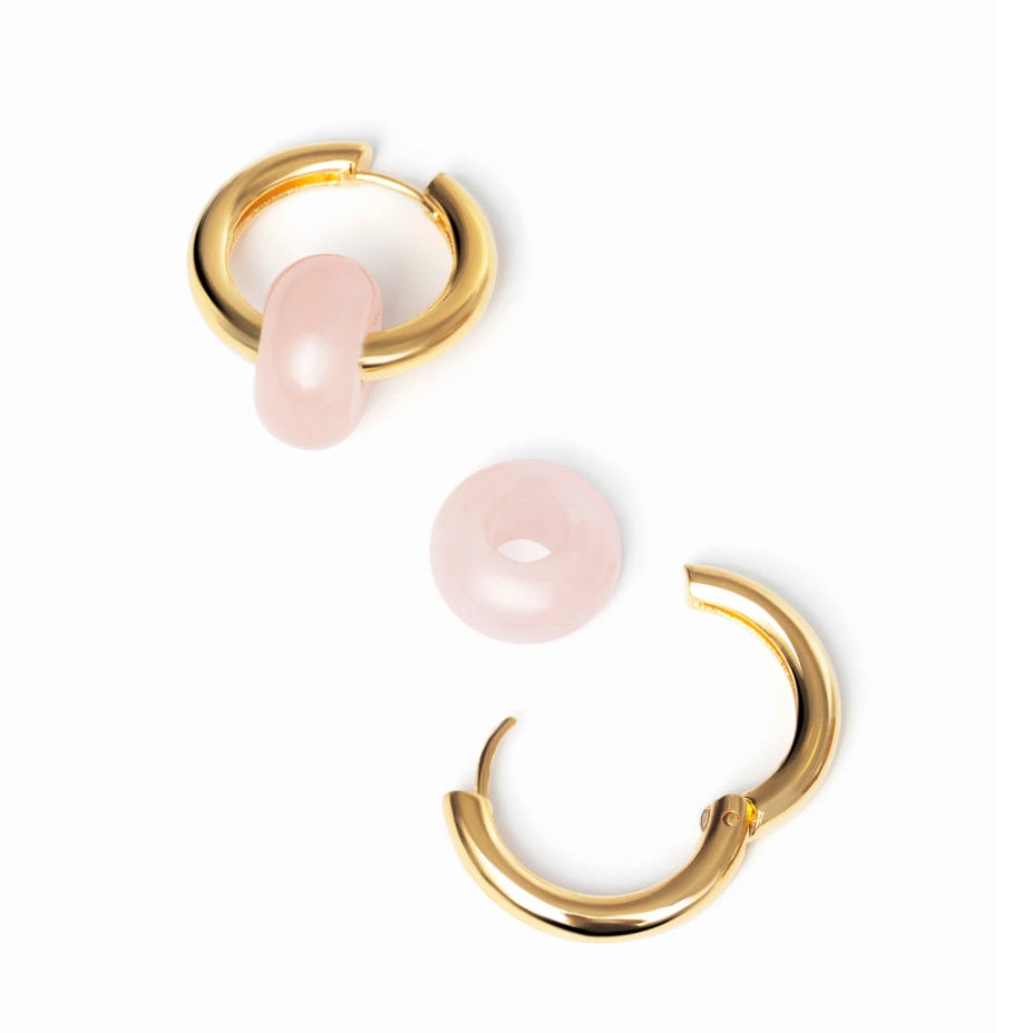 Boucles d’Oreilles Quartz Rose - Boucles d’oreilles