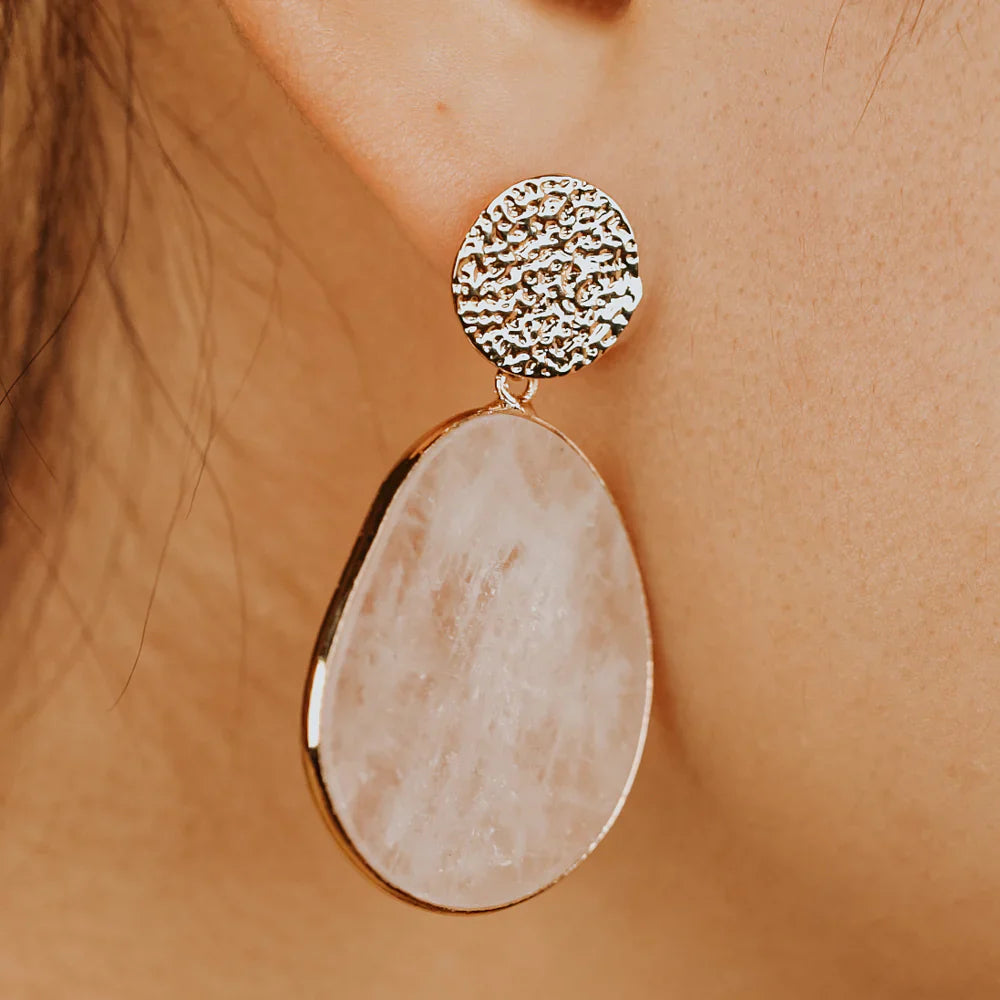 Boucles d’Oreilles Quartz Rose - Boucles d’oreilles