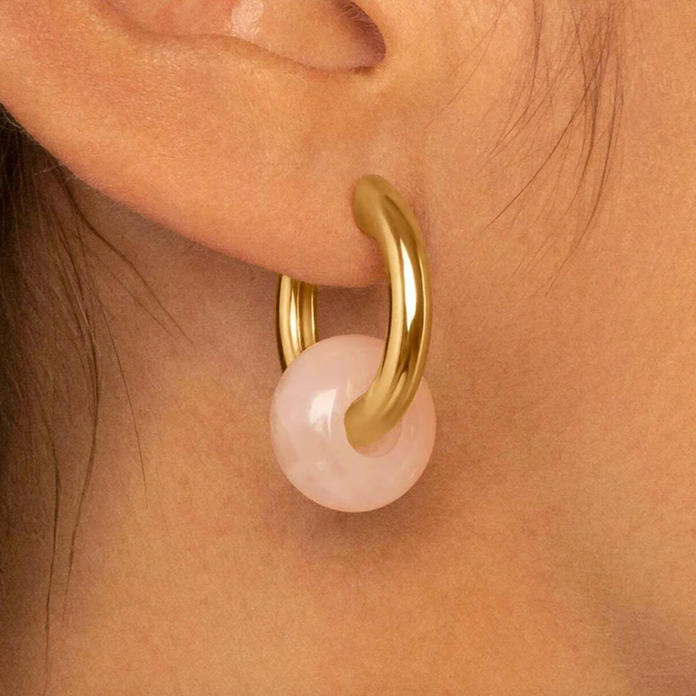 Boucles d’Oreilles Quartz Rose - Boucles d’oreilles