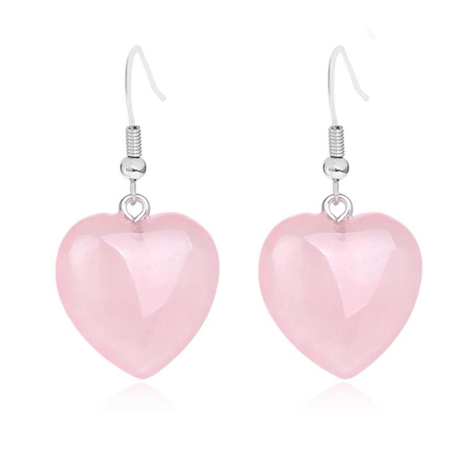 Boucles d’Oreilles Quartz Rose ’Amour de soi’ - Boucles d’oreilles