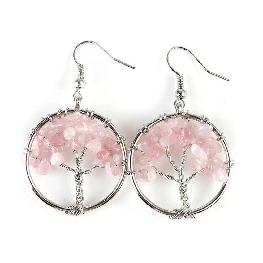 Boucles d’Oreilles Quartz Rose ’Résilience’ - Boucles d’oreilles