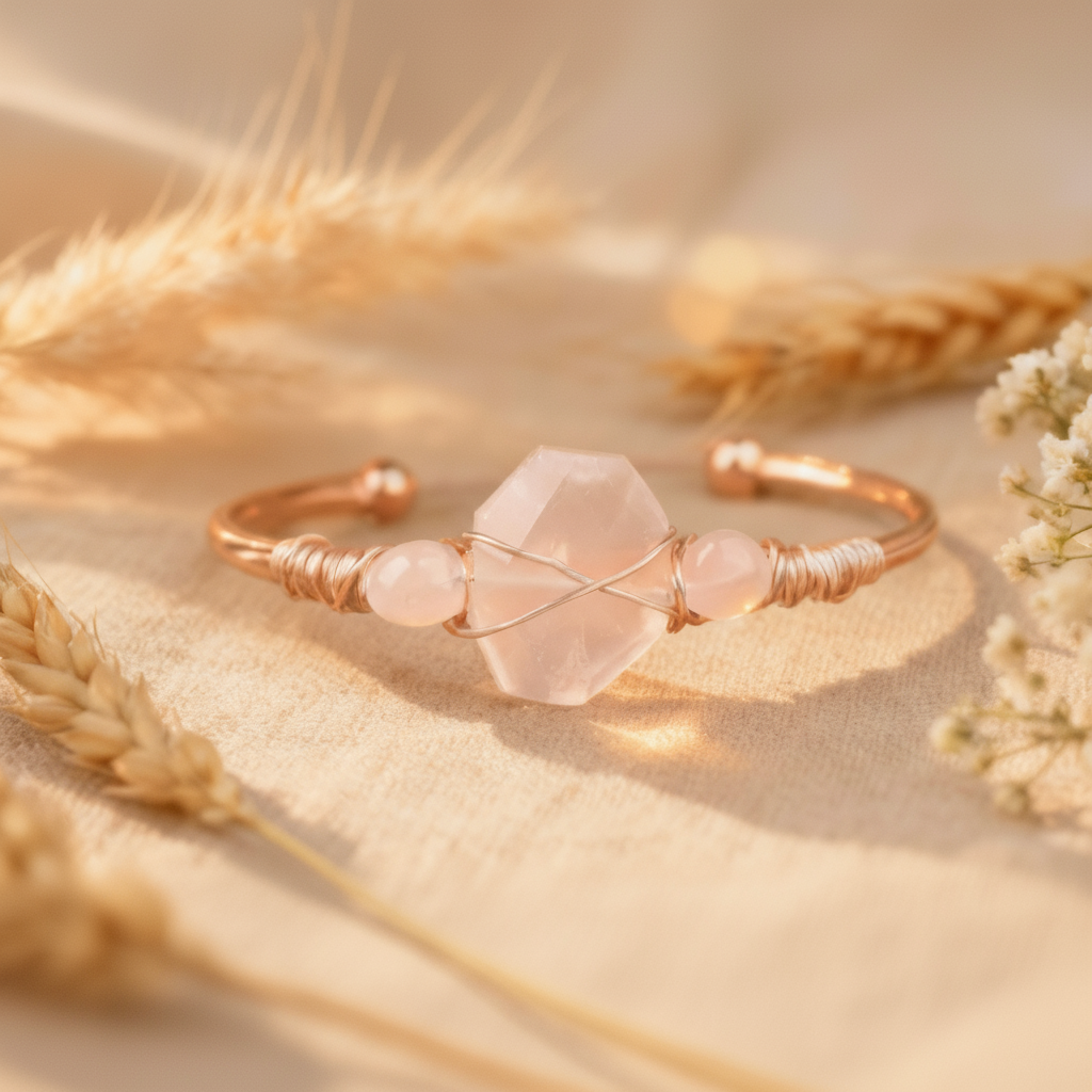Bracelet Jonc ’Quartz Rose’ - Bracelets