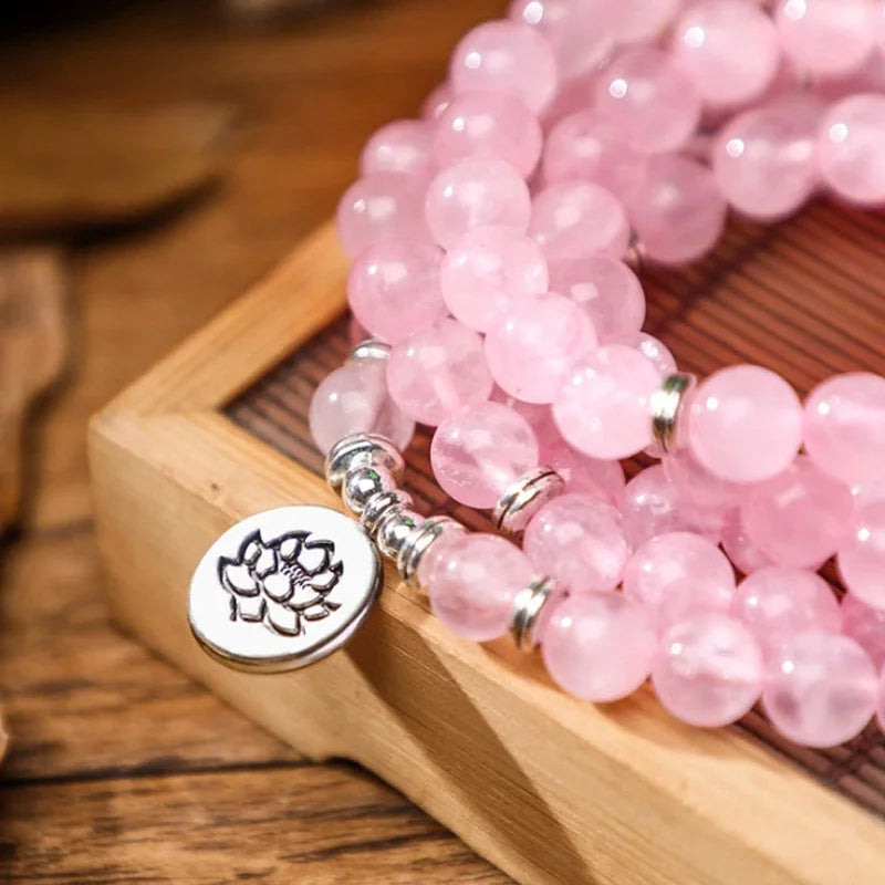 Bracelet Mala Quartz Rose - Lotus - Bracelets