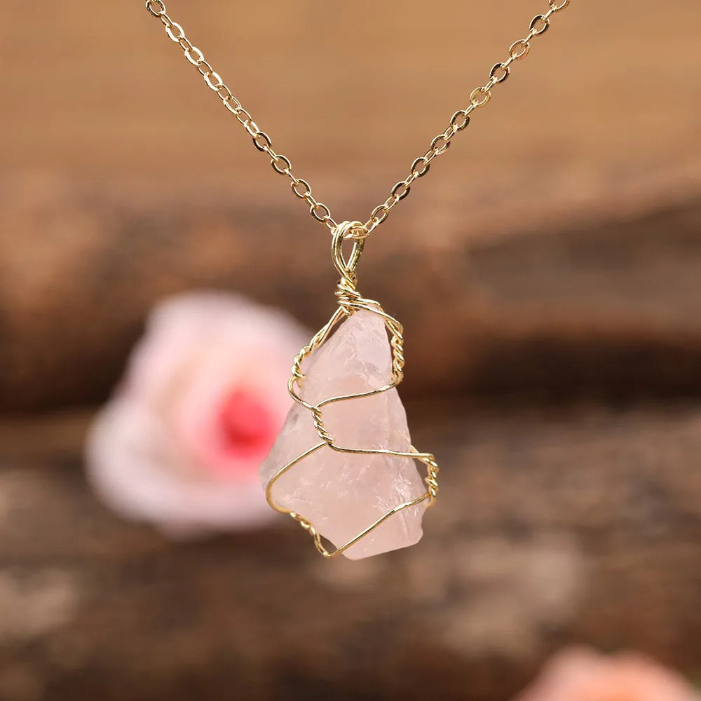 Collier Quartz Rose brut ’Pure énergie’ - Colliers