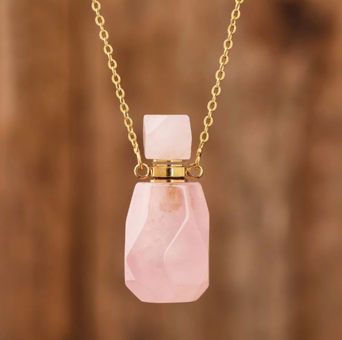 Collier Quartz Rose - diffuseur de parfum - Colliers