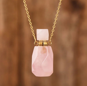 Collier Quartz Rose - diffuseur de parfum - Colliers